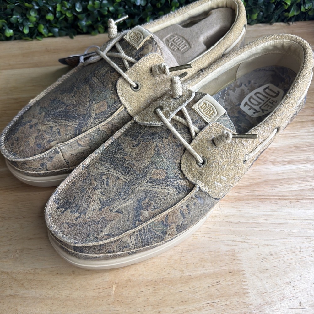 Hey Dude Realtree Harbor Lo Size M12 Suede Nubuck Comfy Slip On Shoes - Picture 2 of 11